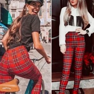 Red Zara High Waist Pants 